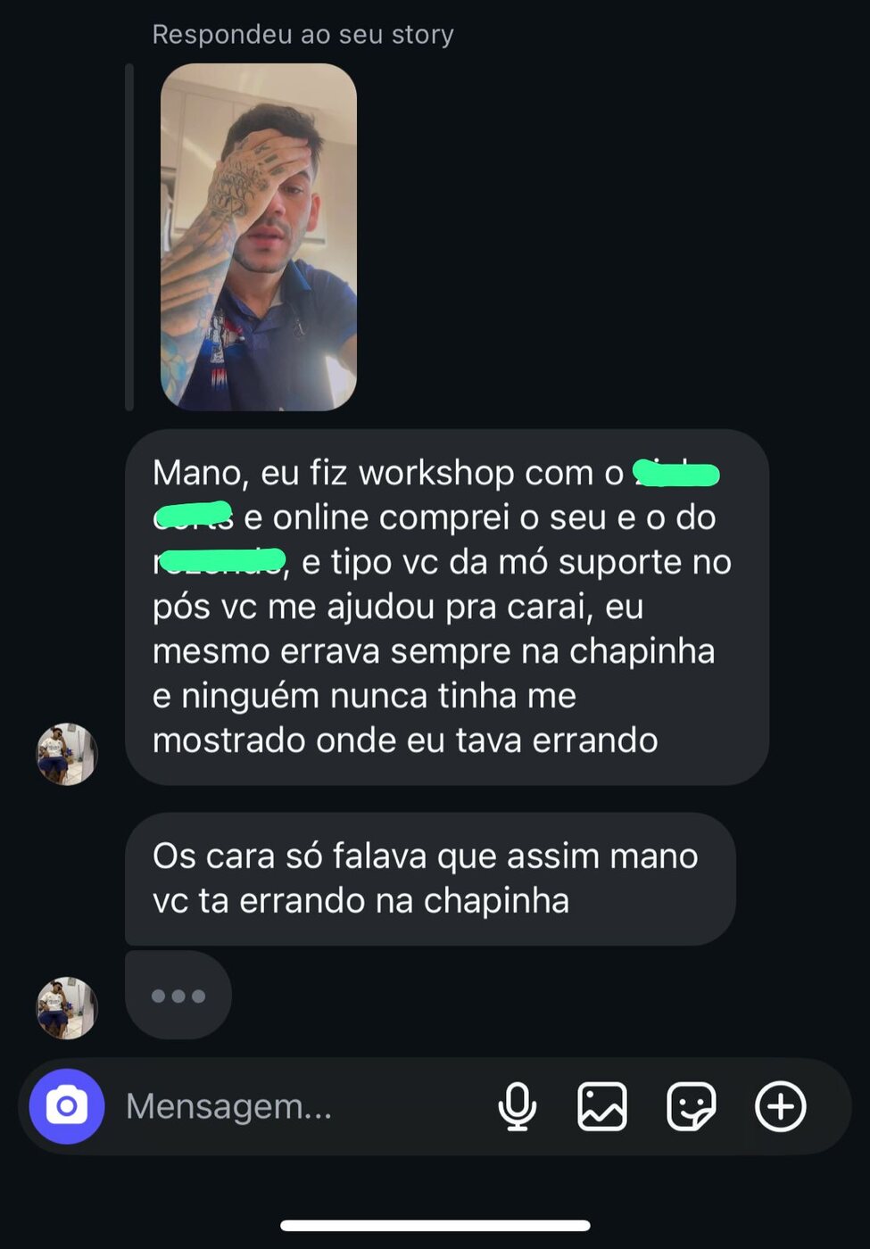 Depoimento de aluno elogiando o suporte recebido
